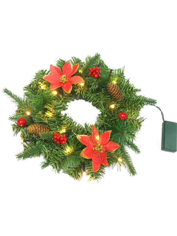 PVC PE Pine Needle Series-28CM Weihnachtskranz-Girlande plus Dekorationen