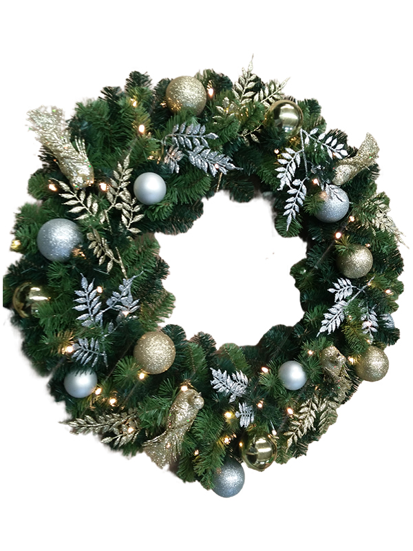 Weihnachtskranz, Mit, Silber, Blau, Farbe, Balls
